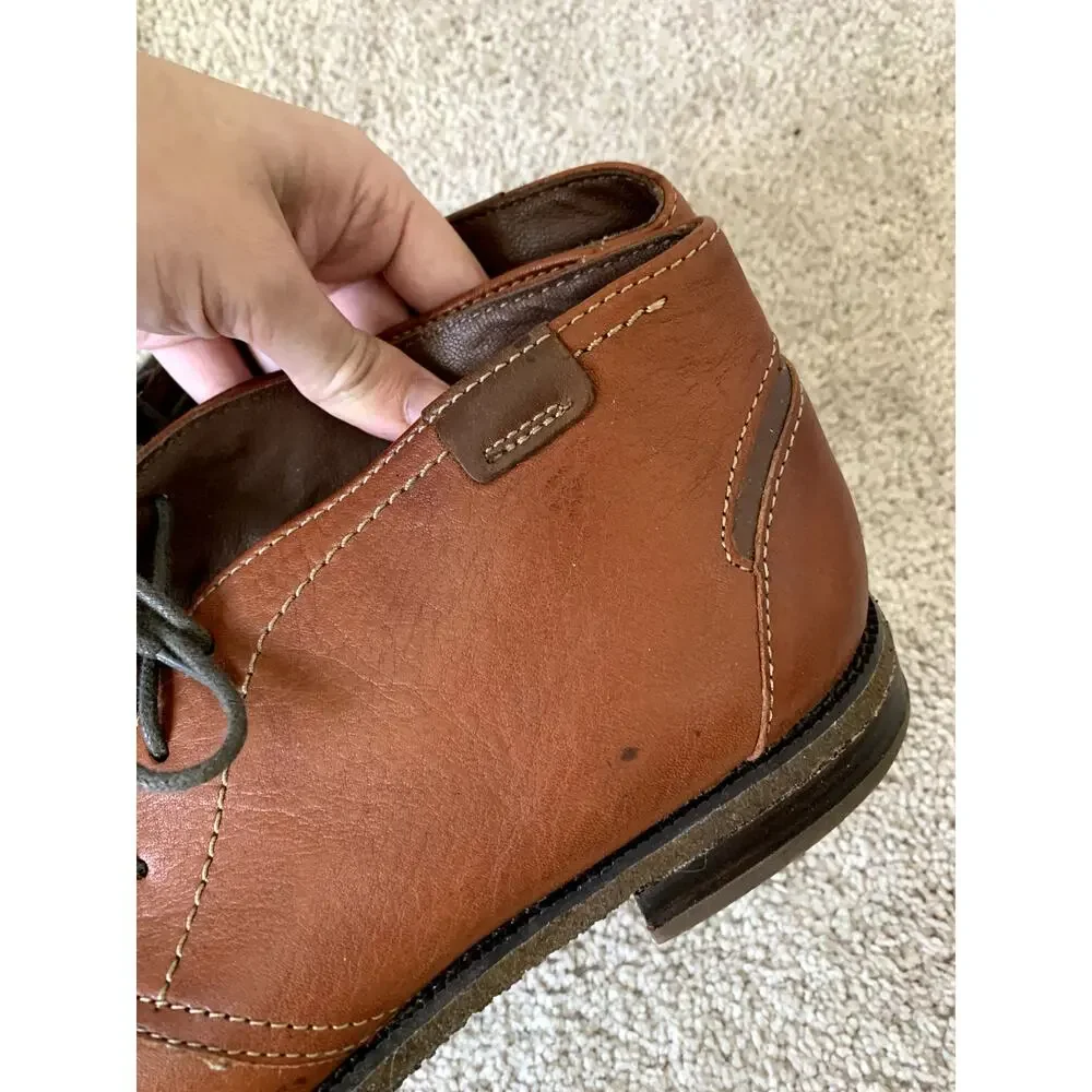 Johnston and Murphy Brown Chukka Leather Lace Up Boots 9M